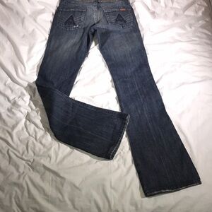 7 For All Mankind Womens “A Pocket” Studded Waistband Dark Wash Bootcut Jeans